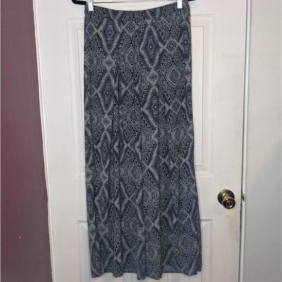 H&M Conscious Blue & Tan Boho Bollywood Tribal Hippie Batik Print Palazzo Pants - Picture 2 of 13